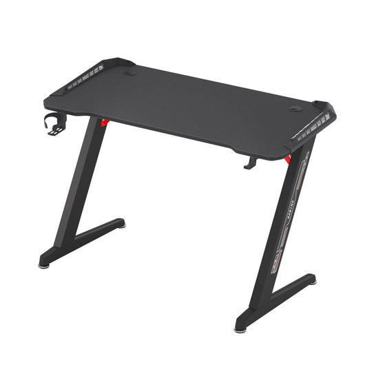Z-Shaped Gaming Desk with RGB LED Lights 140cm