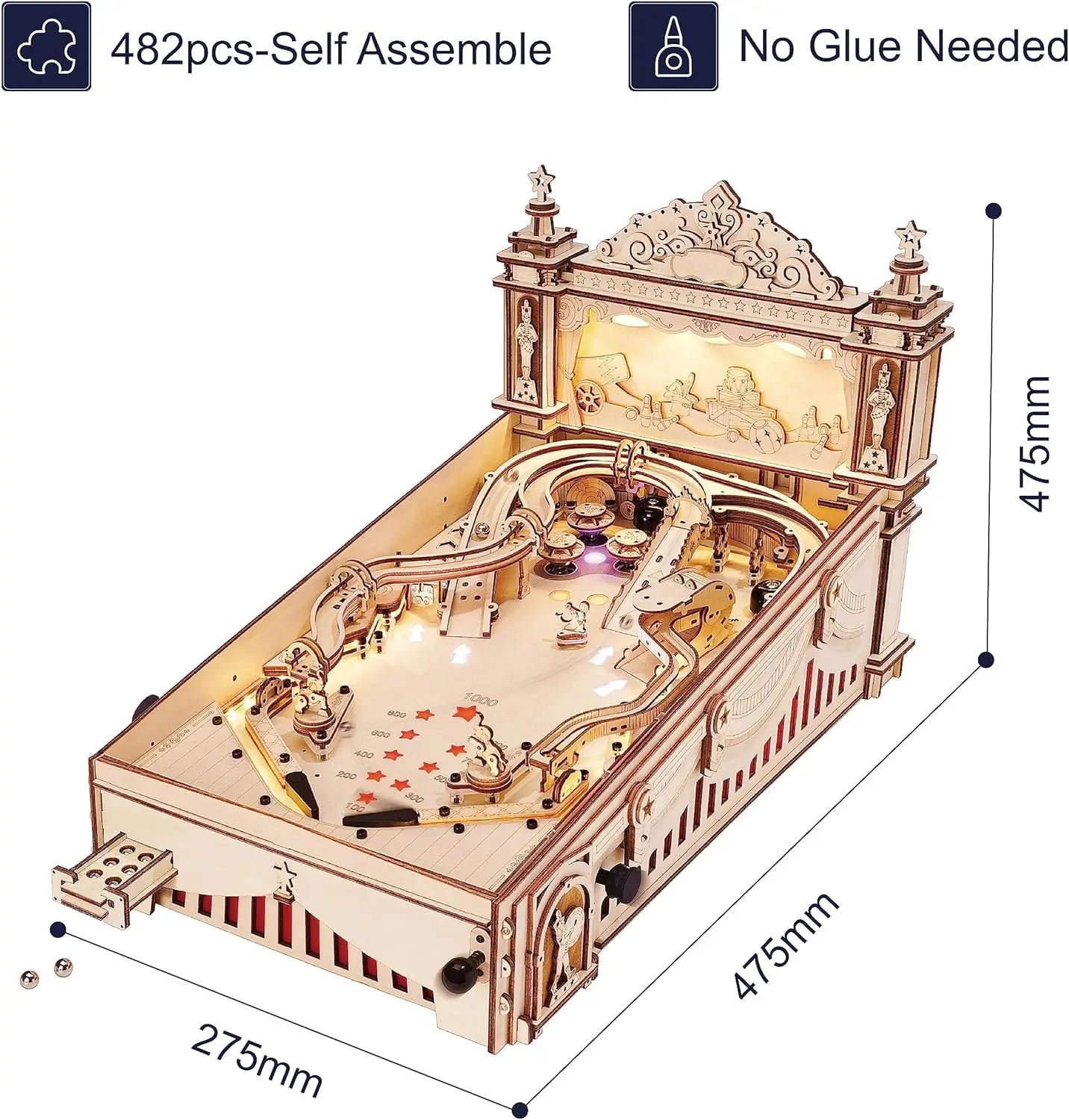 3D Mechanical Pinball Puzzle Table Game Wooden Model Kit