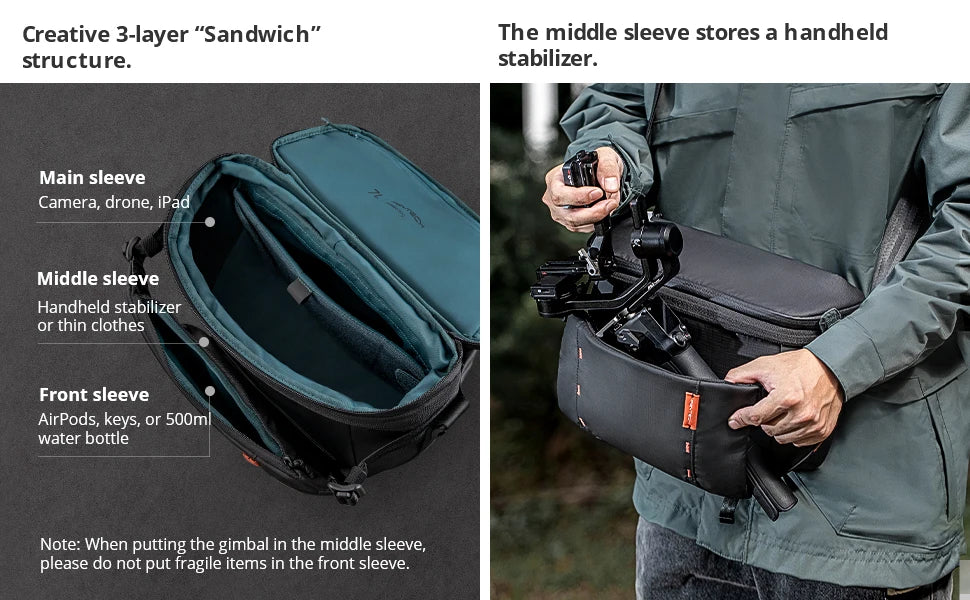 11L Camera Sling Bag Waterproof Crossbody for DSLR Black