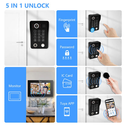 Black Smart Video Intercom Doorbell 10" Screen with Two-Way Audio