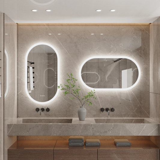 Oval LED Bathroom Mirror 24x48in Anti-Fog Lighting