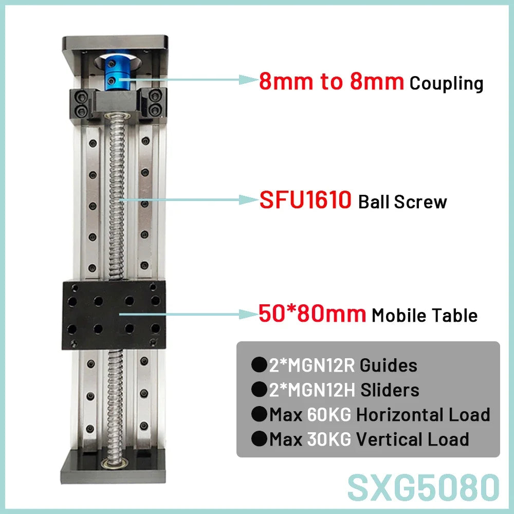 Heavy Duty SFU1610 Linear Stage 150mm Stroke 50x80 Table