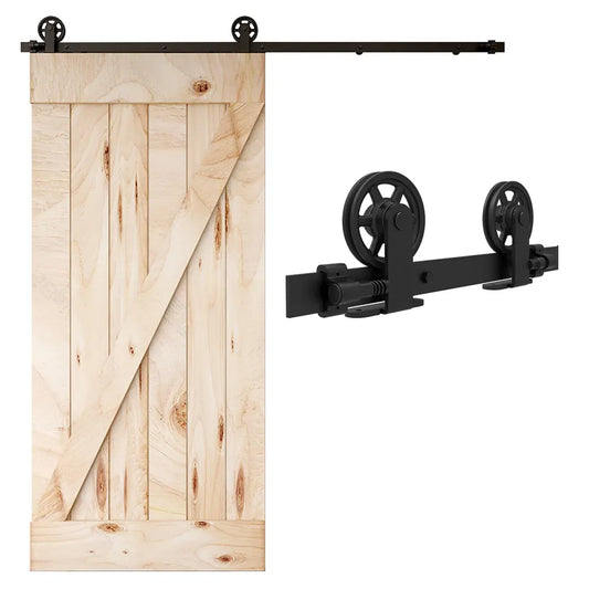 9FT Heavy Duty Barn Door Hardware Kit Black