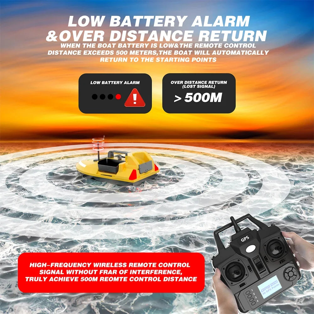 24000mAh GPS Fishing Bait Boat 500m RC