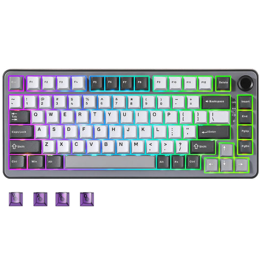 Compact Wireless Keyboard RGB Knob Smooth Switch Dark Grey