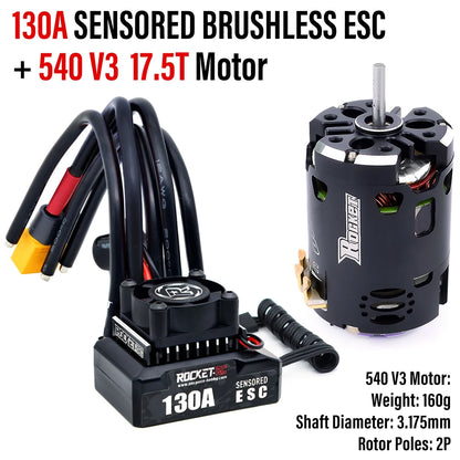 Brushless Sensored RC Motor ESC Combo 130A 17.5T