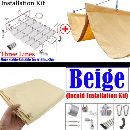 Beige 3x5m Sun-Resistant Rainproof Patio Canopy with Frame