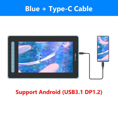 Blue 12 Inch Graphic Tablet Monitor with Type C