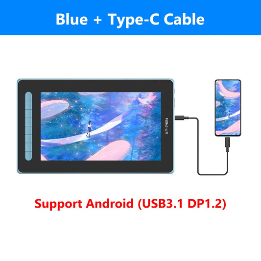 Blue 12 Inch Graphic Tablet Monitor with Type C