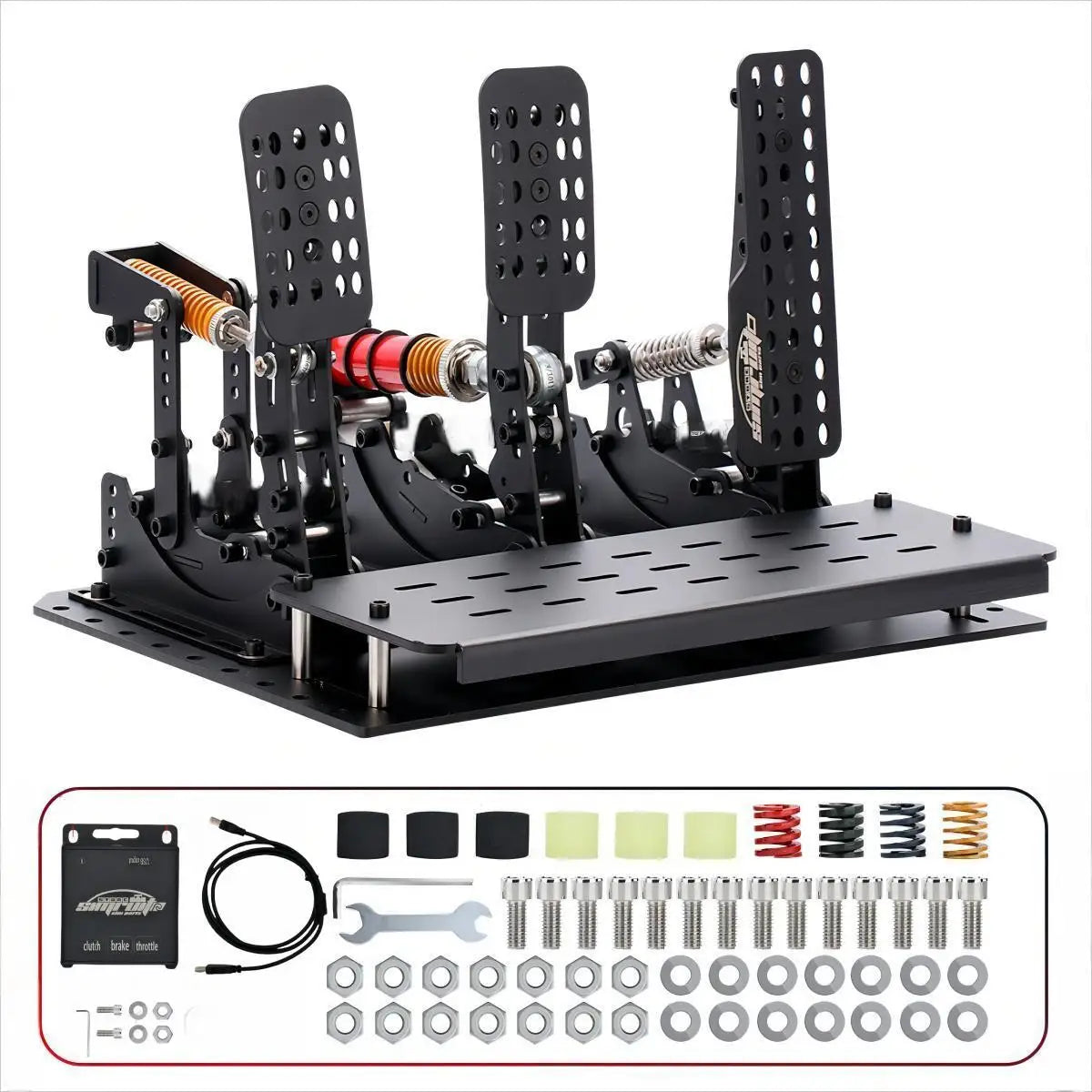 3-Pedal Racing Simulator Set with Sturdy Baseplate