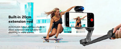 Smart AI Smartphone Gimbal with Built-In Extension Rod