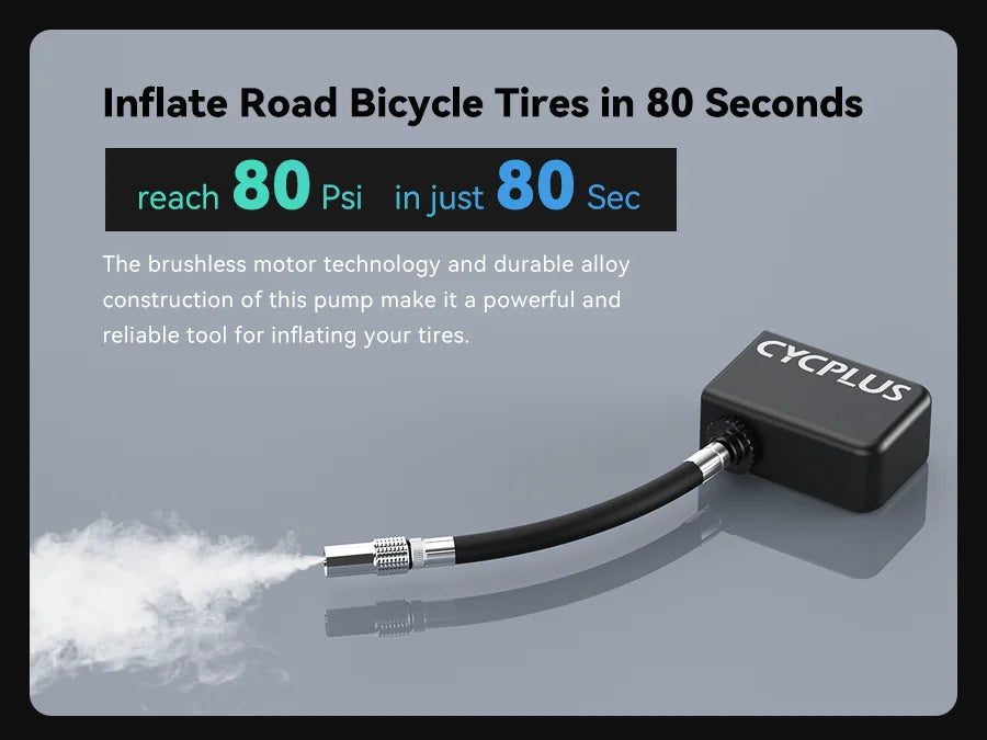Portable Cordless Electric Mini Bike Pump 100PSI Silver