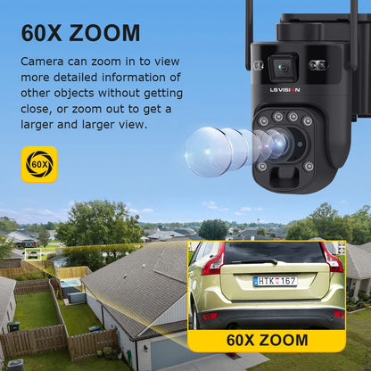 4K 60X Zoom 4G Solar CCTV Camera 64GB