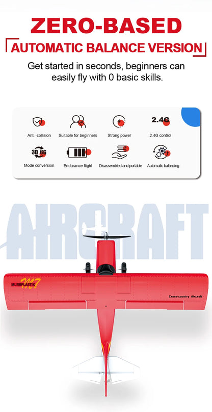Red 4CH Brushless RC Plane with Fixed Wing