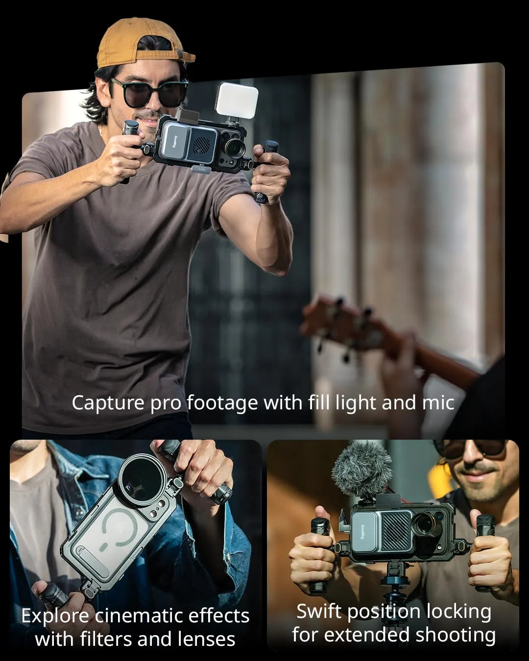 Dual Handheld Mobile Rig Kit for iPhone 17 Pro Stable Footage