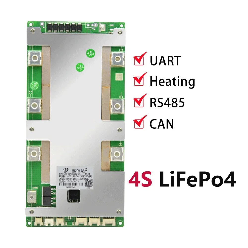 Heavy Duty 4S LiFePO4 300A Smart BMS UART