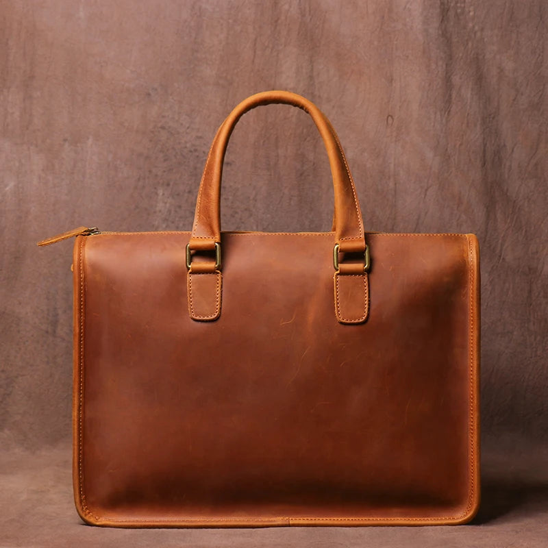 Genuine Crazy Horse Leather Business Bag for 14" Laptop