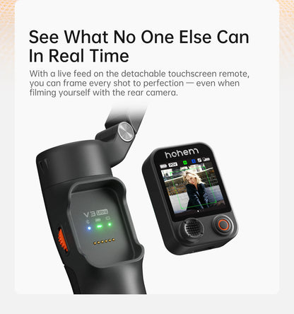 Portable Black 3-Axis Gimbal for iPhone & Android