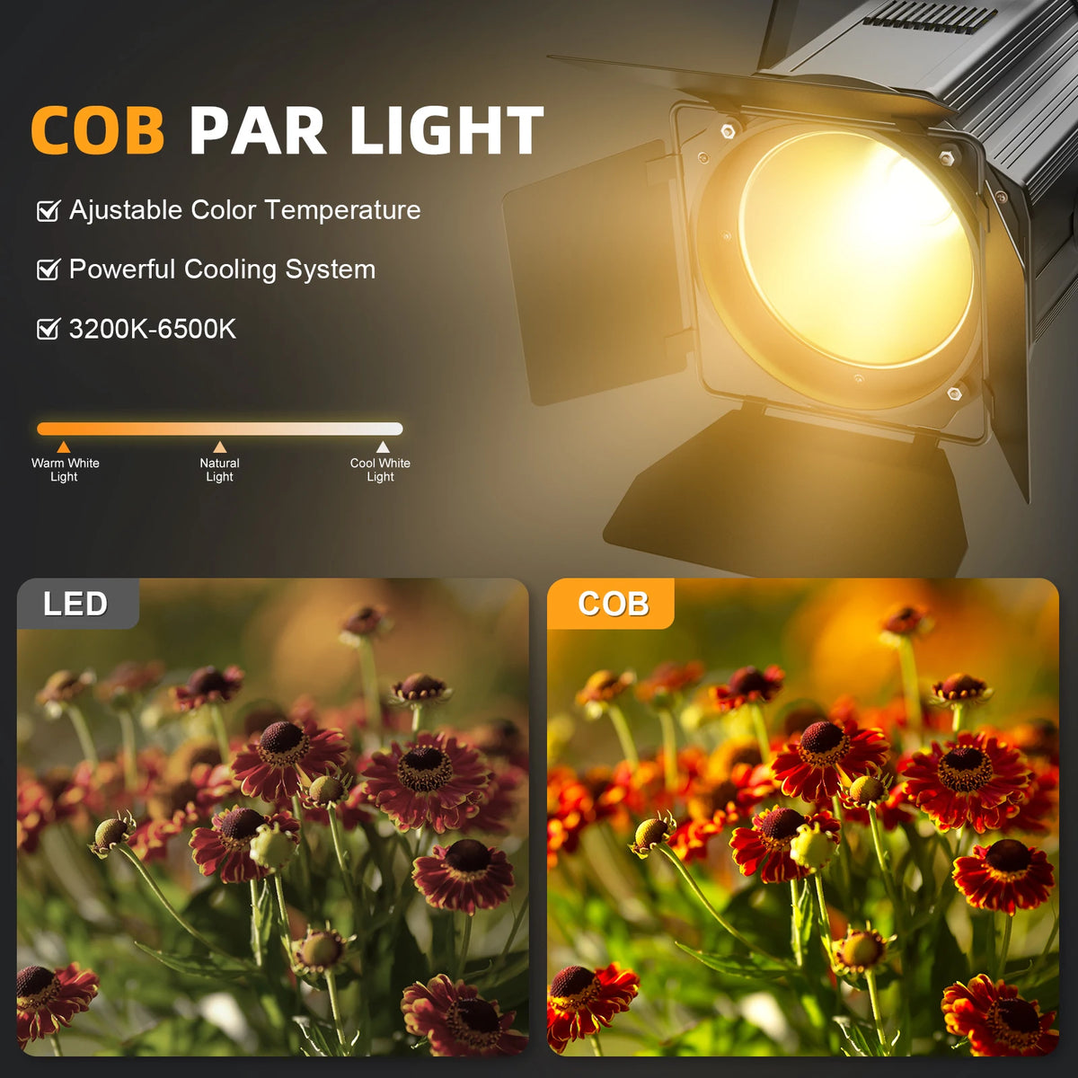 Two Pack 200W COB Par Stage Lights with DMX Control