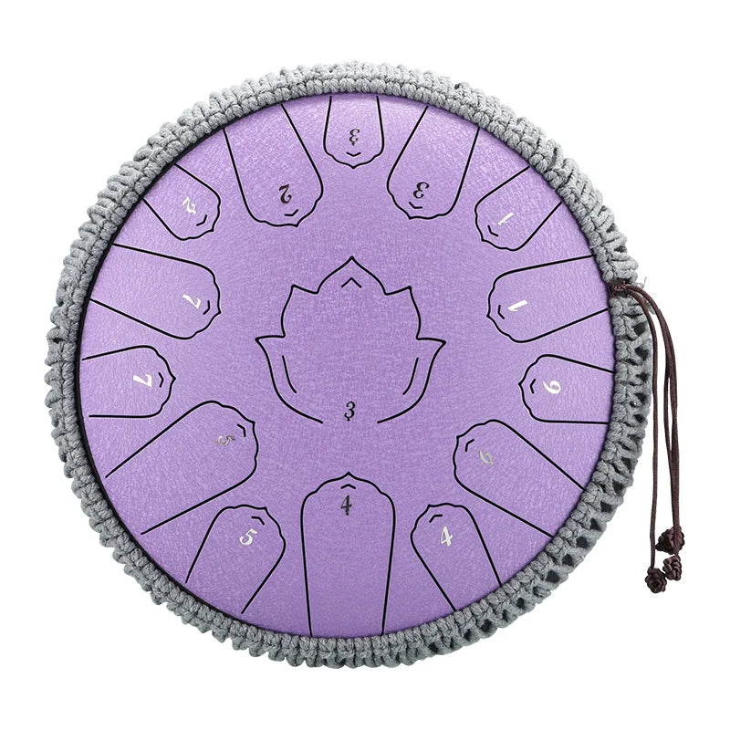 13 Inch Purple Steel Tongue Drum 15 Note Percussion