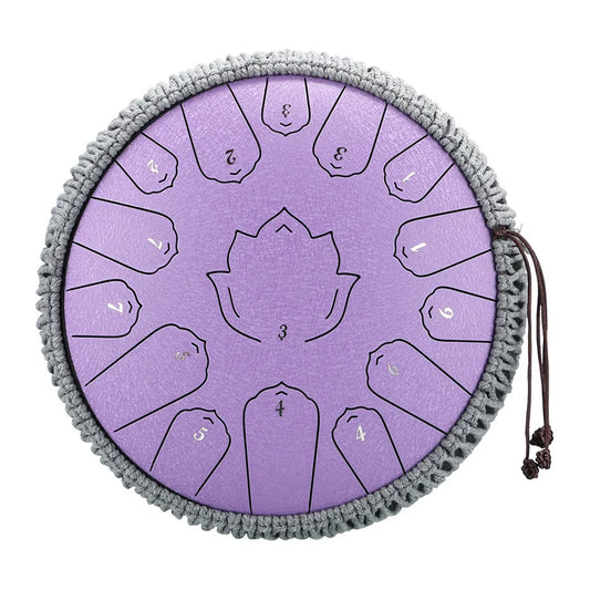 13 Inch Purple Steel Tongue Drum 15 Note Percussion