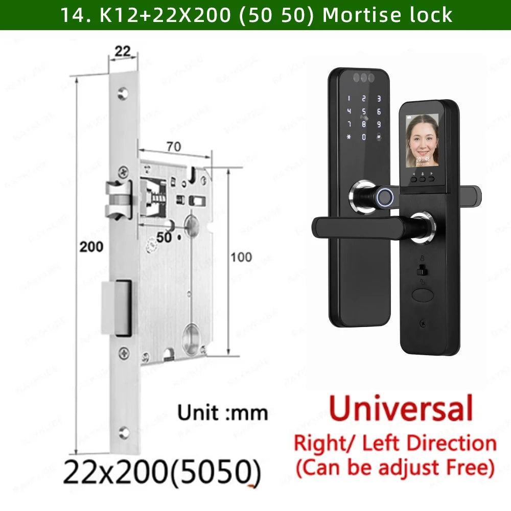 22x200 WiFi Door Lock with Screen & Rechargeable Battery