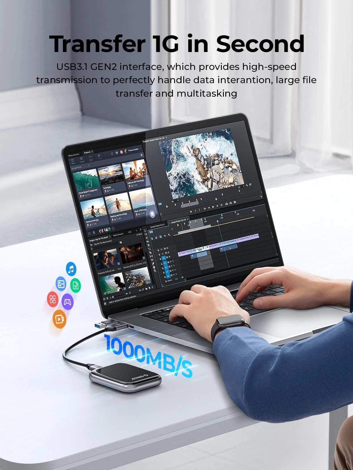 ORICO Beetle 2TB Portable SSD 5Gbps USB-C High-Speed Storage