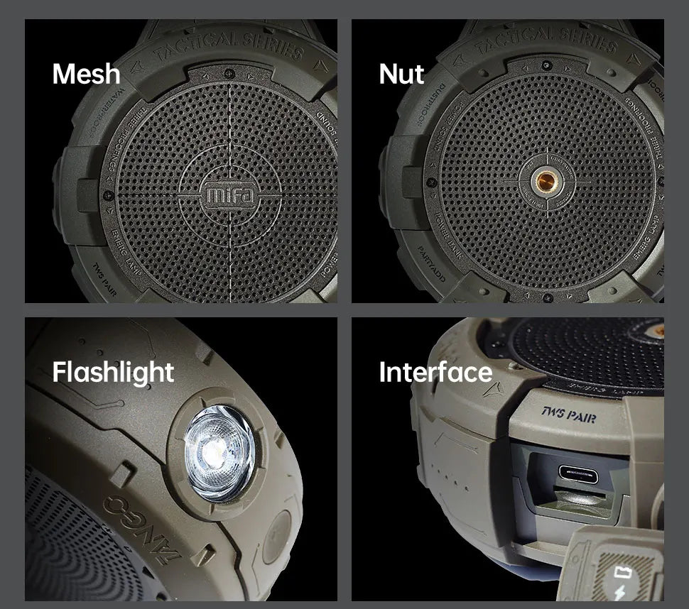 Rechargeable Shockproof Bluetooth Speaker Waterproof 25-Hour Battery Brown