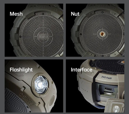 Rechargeable Shockproof Bluetooth Speaker Waterproof 25-Hour Battery Brown