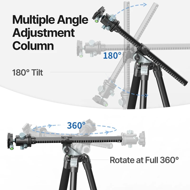 1.76m Aluminum Camera Tripod Monopod 15kg Load Arca Plate