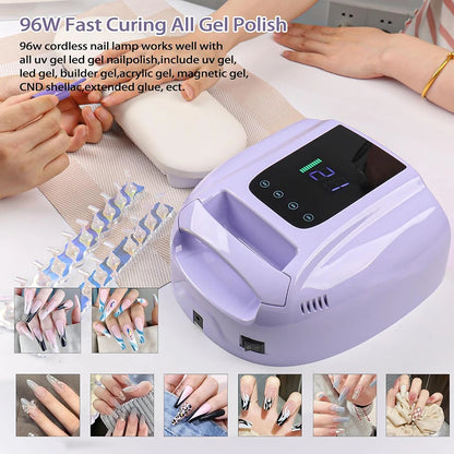 Portable 96W UV LED Nail Rechargeable Mirror White