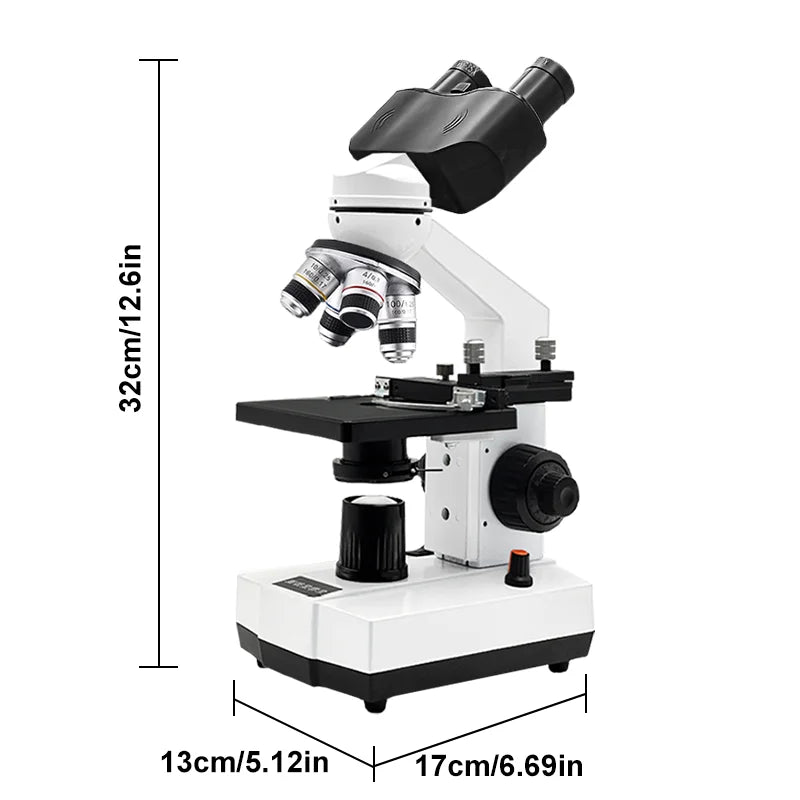 HD Binocular Microscope 40X to 5000X for Lab and Study