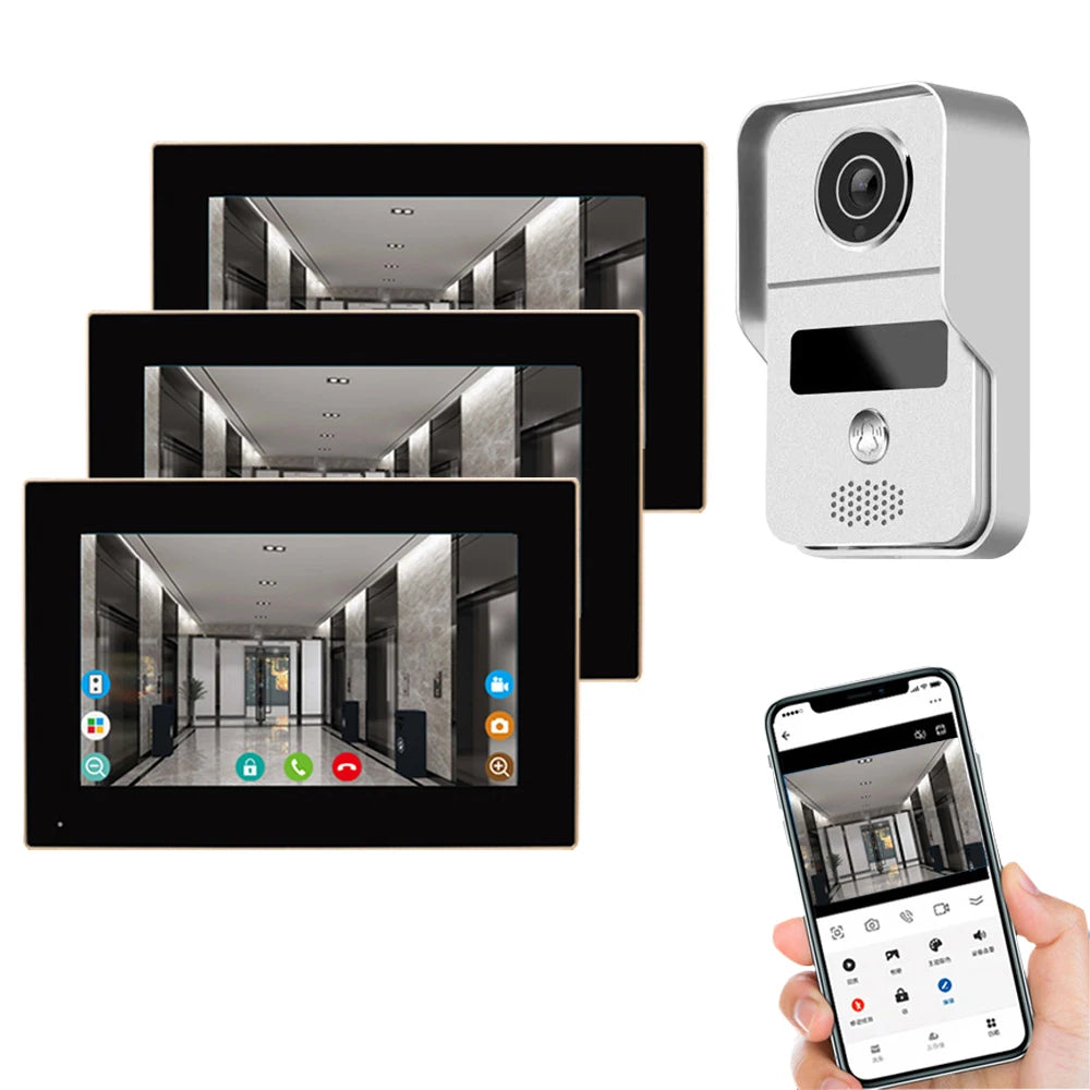 Smart Video Doorbell Intercom 7" Monitor RFID Access System
