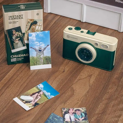Black Rechargeable Instant Camera Sublimation Printer Set