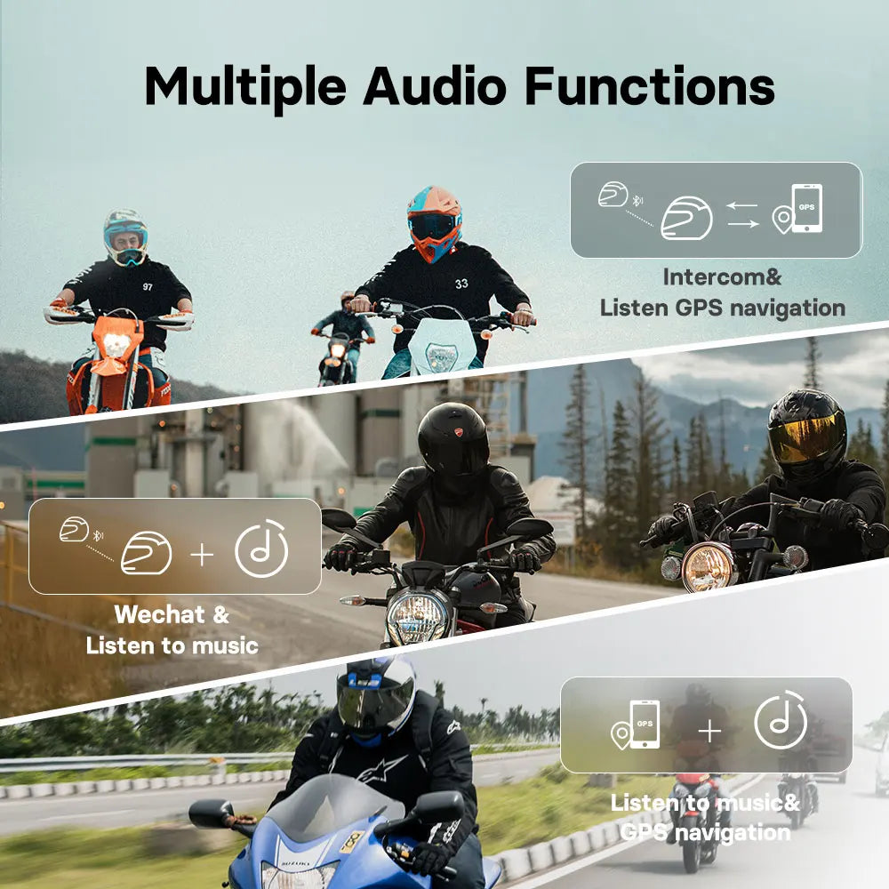 Waterproof Motorbike Intercom with Integrated Dash Cam