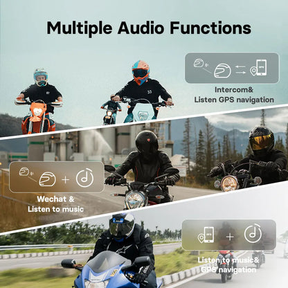 Waterproof Motorbike Intercom with Integrated Dash Cam