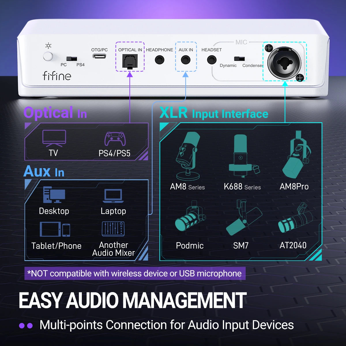 RGB Audio Mixer with Voice Changer for Gaming and Streaming