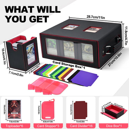 Trading Card Deck Box with 8 Toploaders & Stoppers