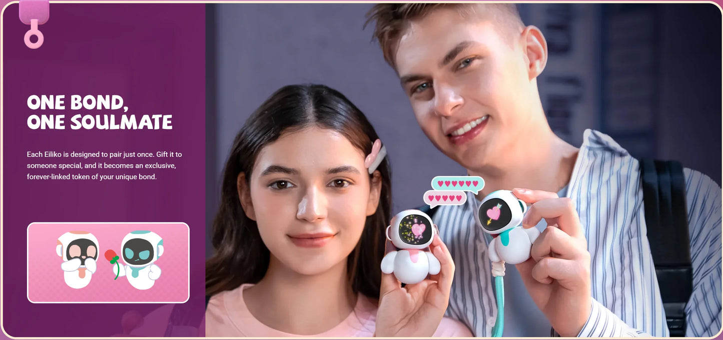 Pink Tiny AI Charm Robot Pendant for Kids