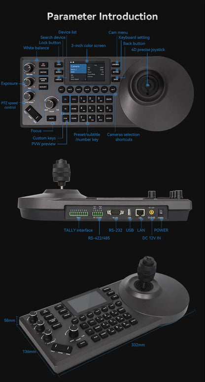 4D Joystick NDI PTZ Controller for Live Broadcast