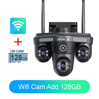 Outdoor 3 Screen Wireless Security Camera 10X Zoom 128G