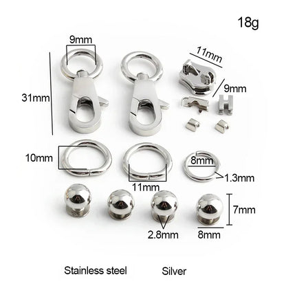 Silver Bag Clasp Eyelets Rectangle Locks 5 Sets