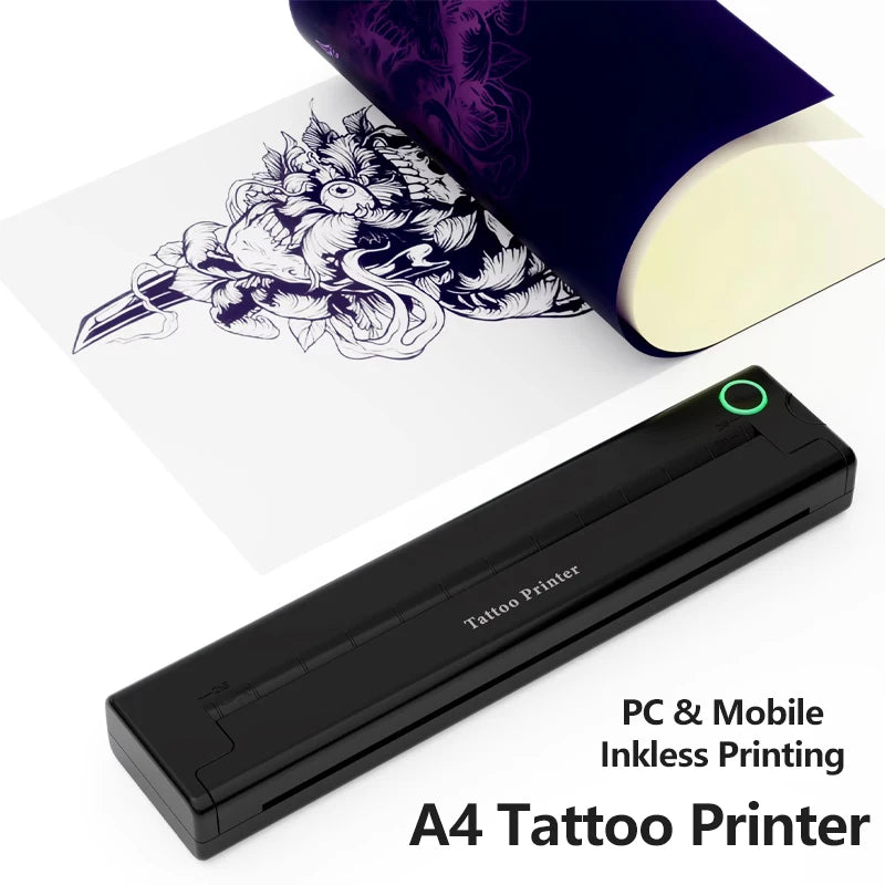 Wireless A4 Tattoo and Document Printer with 50 Papers