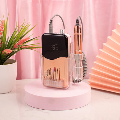 Rechargeable Rose Gold Nail Drill Wireless 35K RPM