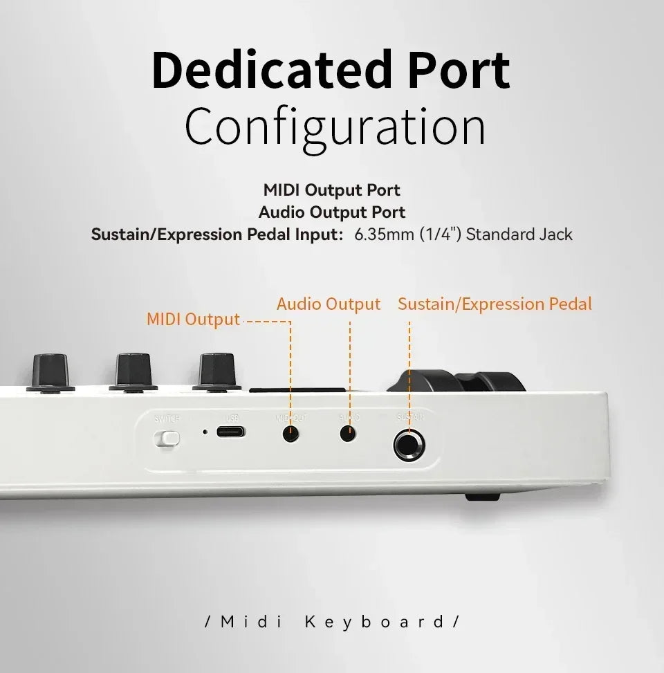 Portable 37-Key MIDI Controller with Built-In Synth Engine