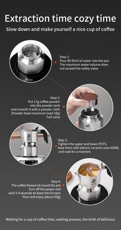 Three Valve Mocha Kettle Stainless Steel Coffee Pot
