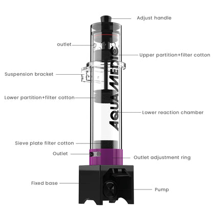 Dual Chamber Aquarium Media Reactor M Size for Coral Tanks