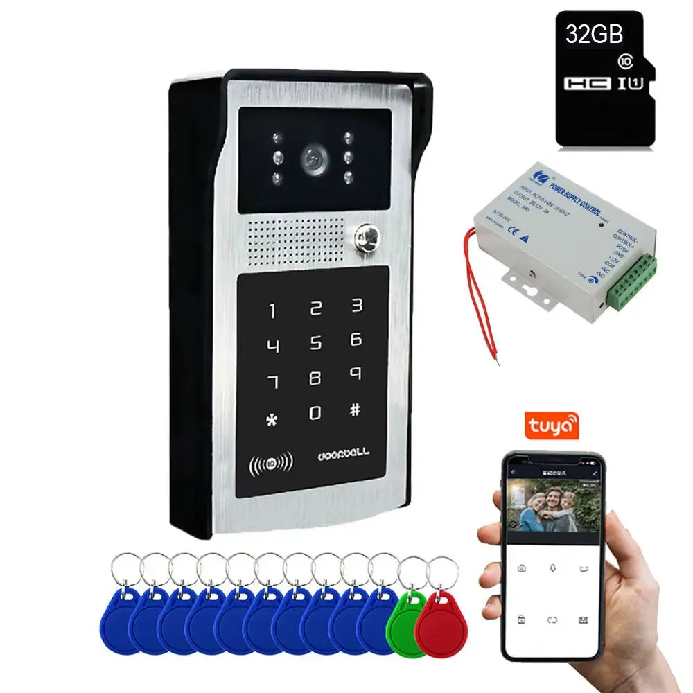 Smart WiFi Video Doorbell 1080p RFID Keypad 32GB