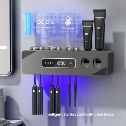 UV Sanitizing Toothbrush Holder with Automatic Toothpaste Dispenser