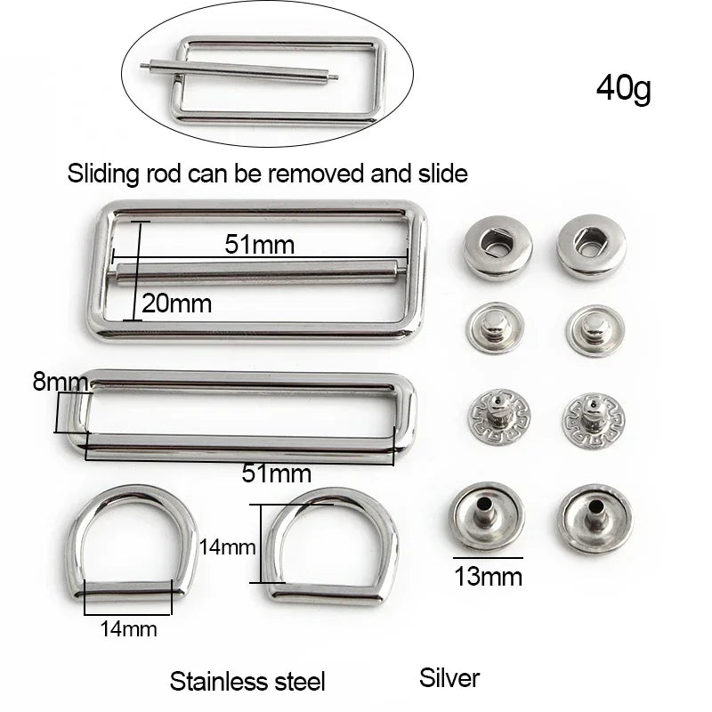 5 Sets Silver Rectangle Bag Clasp Locks Stainless Steel